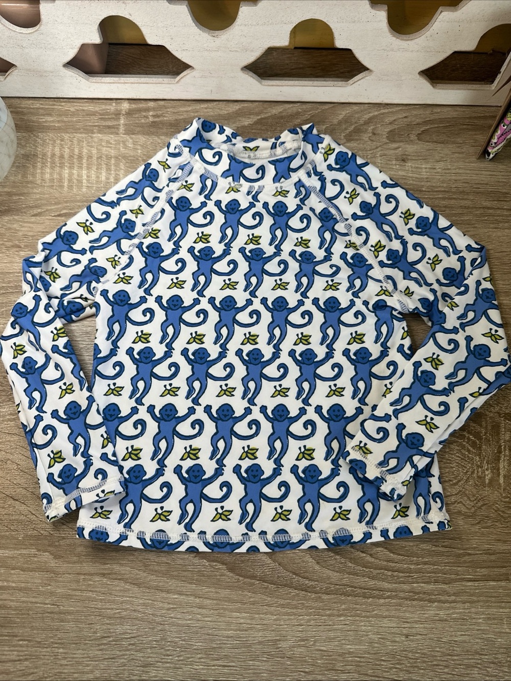 Roller Rabbit Kids' Blue Monkey Rashguard Size 6/6x Excellent Condition Rare
